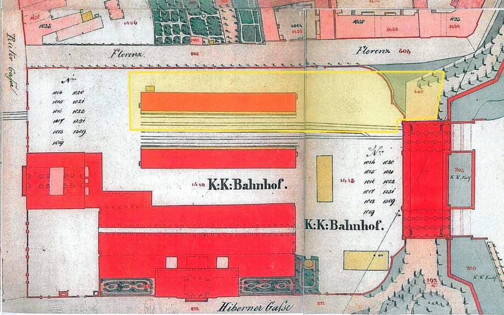 Mapa stabilního katastru z r. 1856 zobrazující Masarykovo...