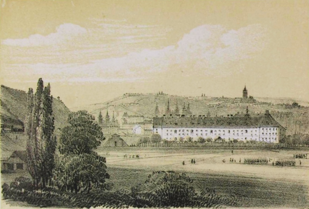 Obr. 1: Karlínská Invalidovna v r. 1845.