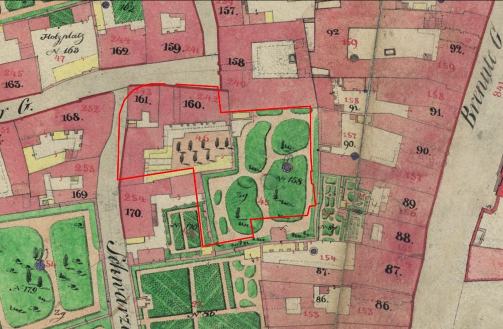 Obr. 4: Mapa stabilního katastru s vyznačením zájmové...