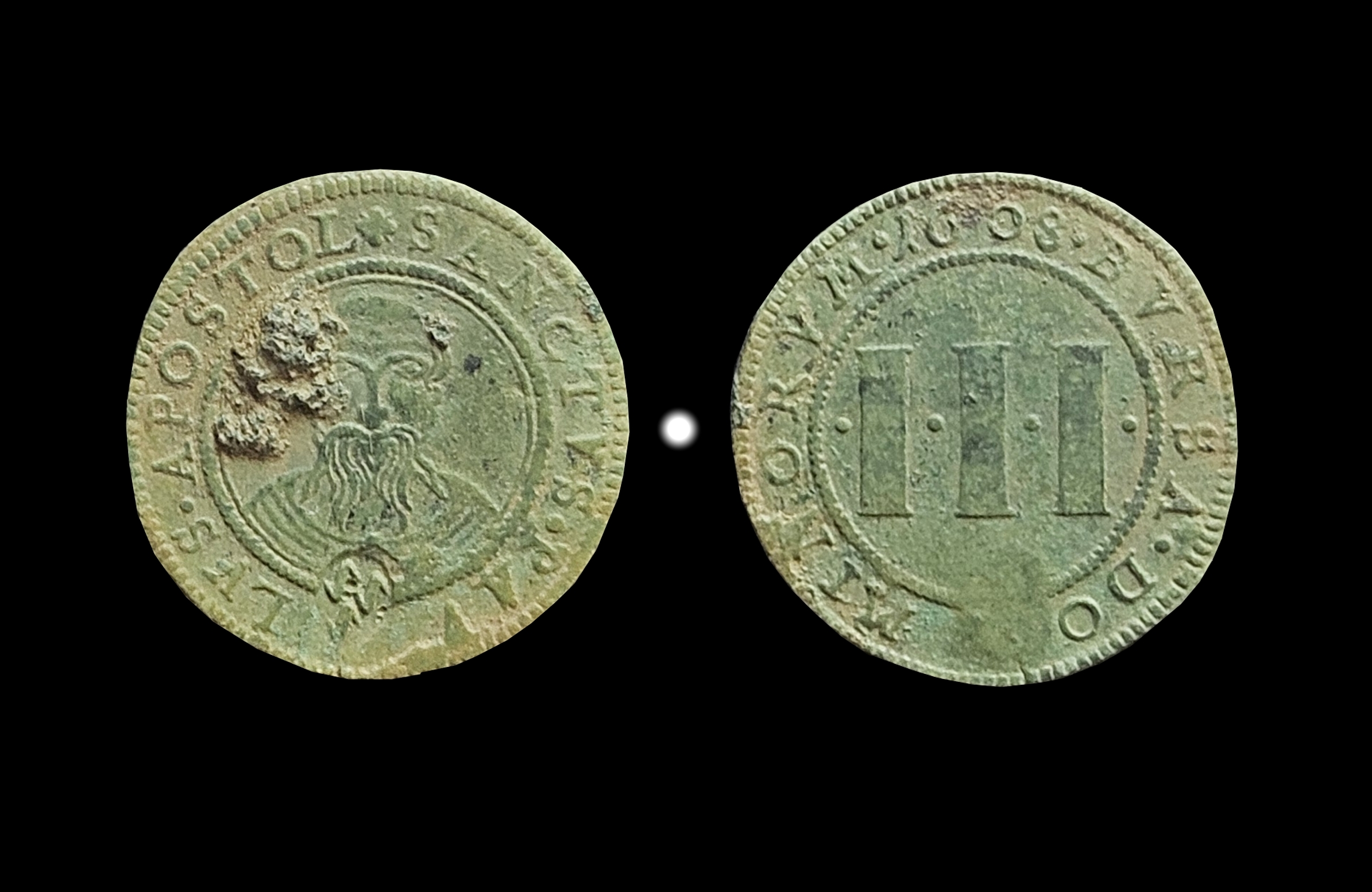 Obr. 8: Měděný žeton vyražený roku 1608 pro církevní...